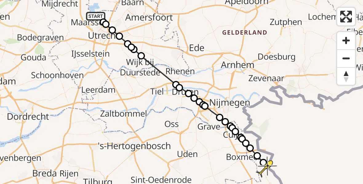 Routekaart van de vlucht: Politiehelikopter naar Bergen