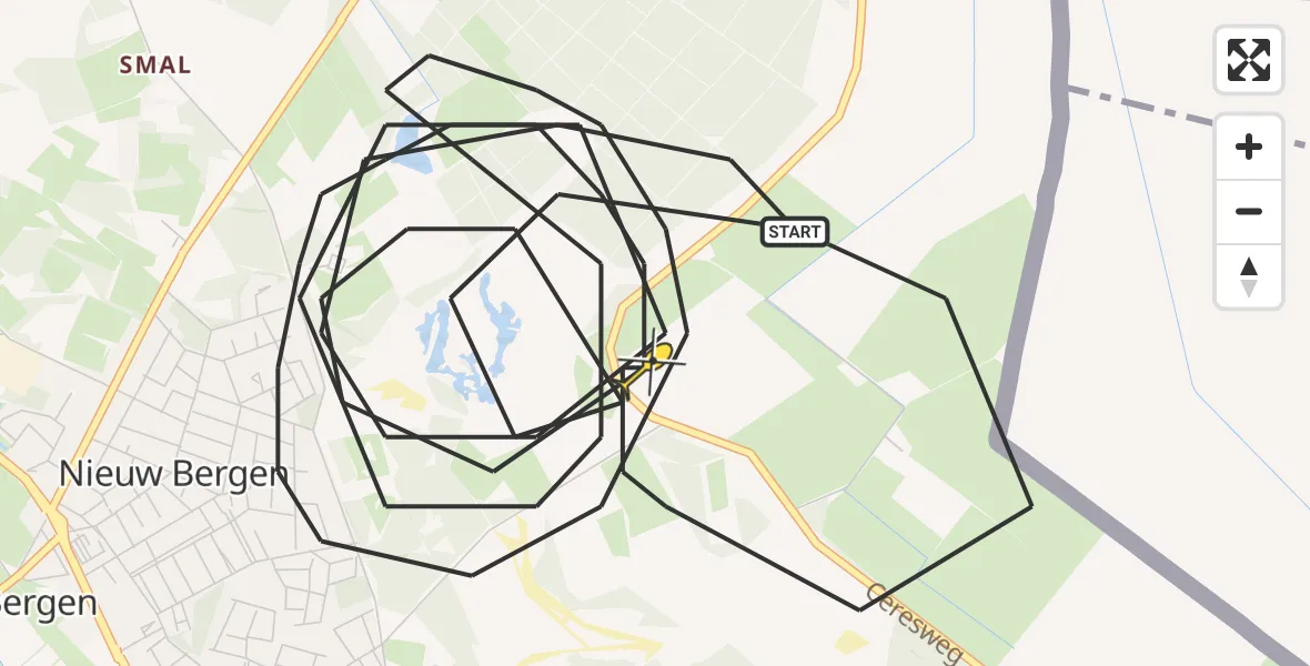 Routekaart van de vlucht: Politiehelikopter naar Bergen