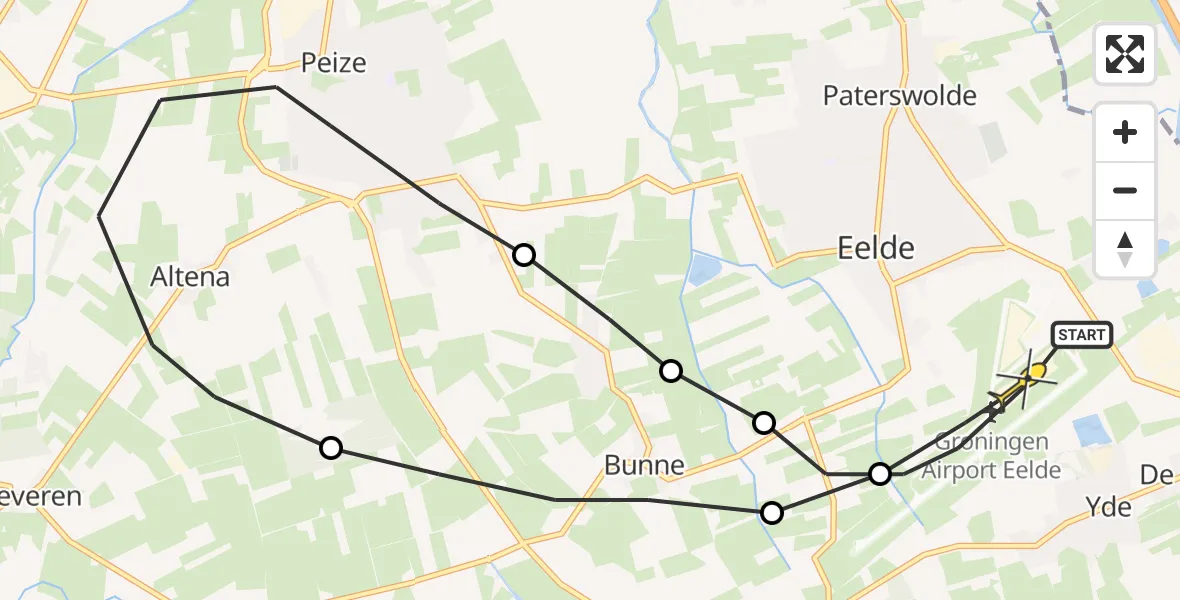 Routekaart van de vlucht: Lifeliner 4 naar Groningen Airport Eelde