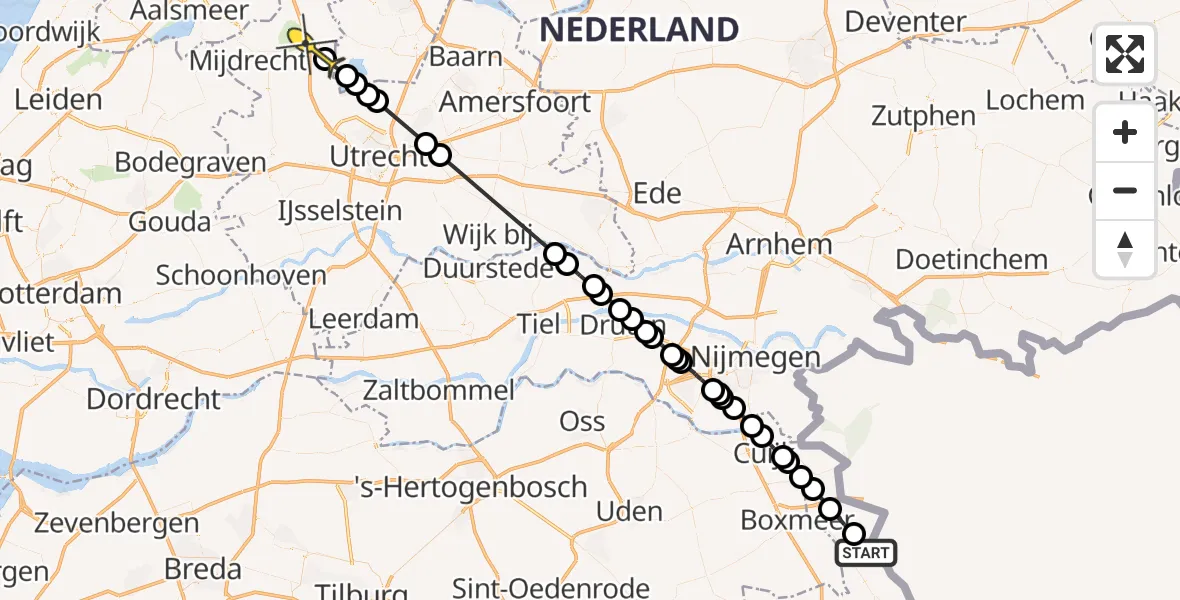 Routekaart van de vlucht: Politieheli naar Loenersloot