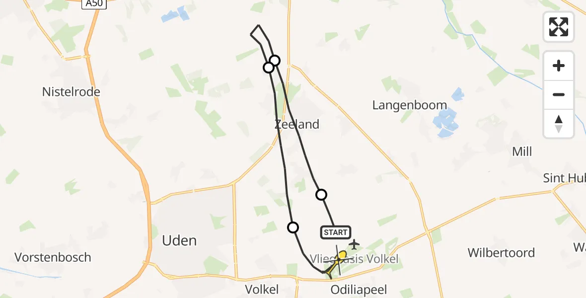 Routekaart van de vlucht: Lifeliner 3 naar Vliegbasis Volkel