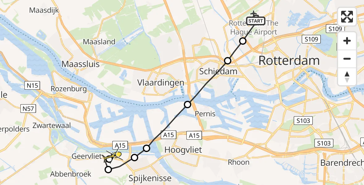 Routekaart van de vlucht: Lifeliner 2 naar Spijkenisse