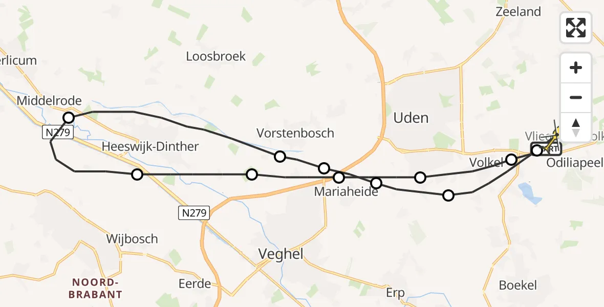 Routekaart van de vlucht: Lifeliner 3 naar Vliegbasis Volkel