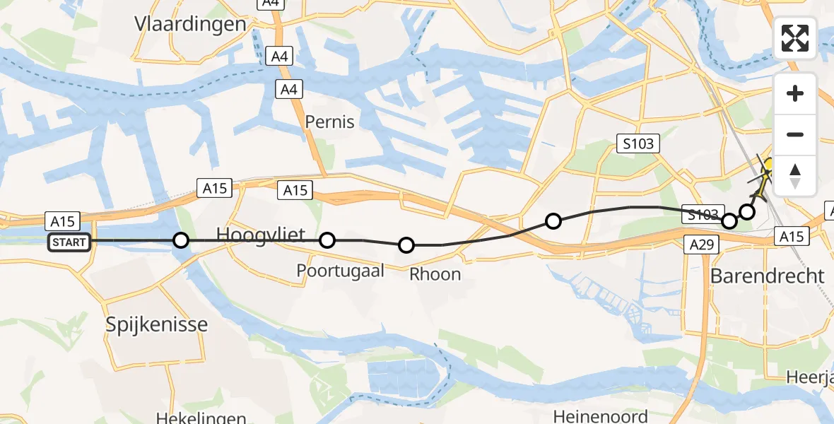 Routekaart van de vlucht: Lifeliner 2 naar Rotterdam