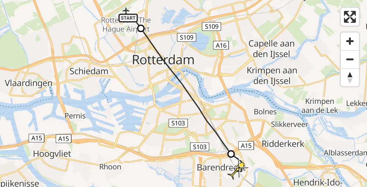 Routekaart van de vlucht: Lifeliner 2 naar Barendrecht