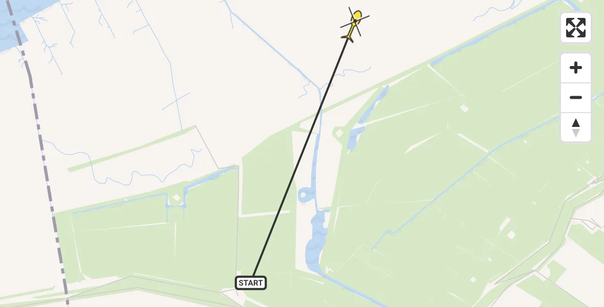 Routekaart van de vlucht: Ambulancehelikopter naar Marrum