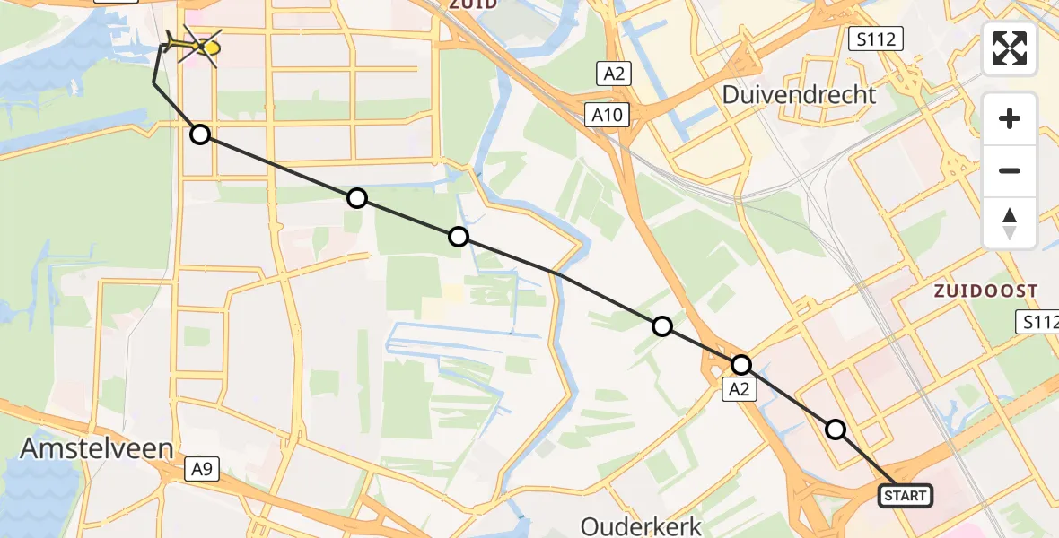 Routekaart van de vlucht: Lifeliner 1 naar VU Medisch Centrum Amsterdam