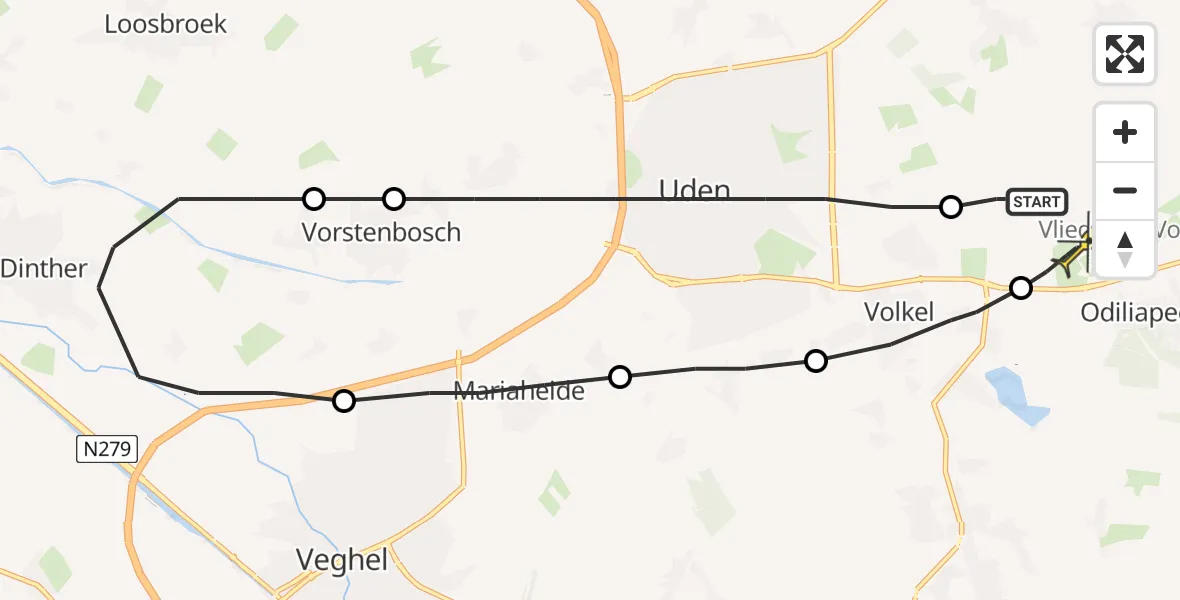 Routekaart van de vlucht: Lifeliner 3 naar Vliegbasis Volkel