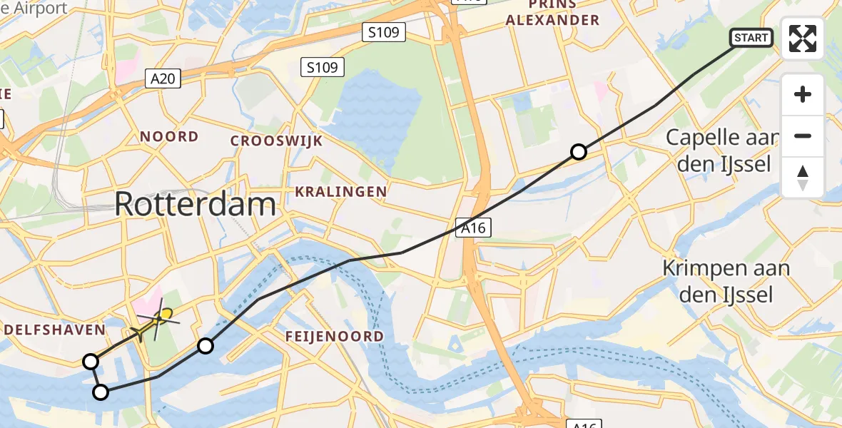 Routekaart van de vlucht: Lifeliner 2 naar Erasmus MC