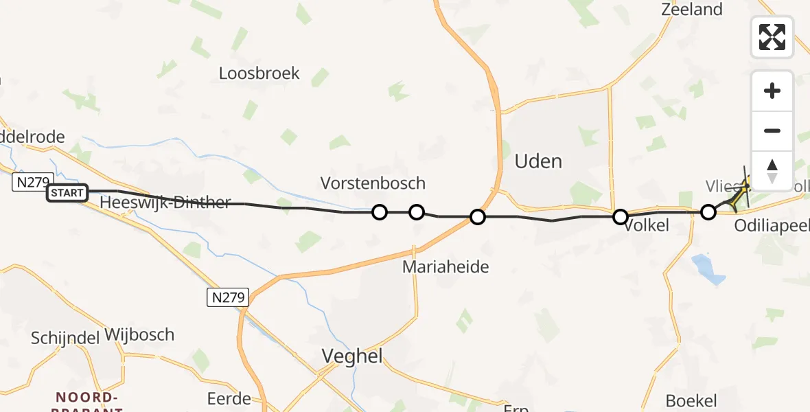 Routekaart van de vlucht: Lifeliner 3 naar Vliegbasis Volkel