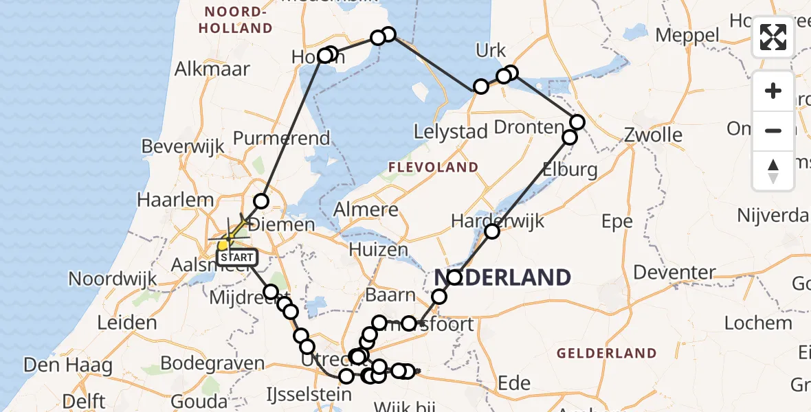 Routekaart van de vlucht: Politieheli naar Badhoevedorp