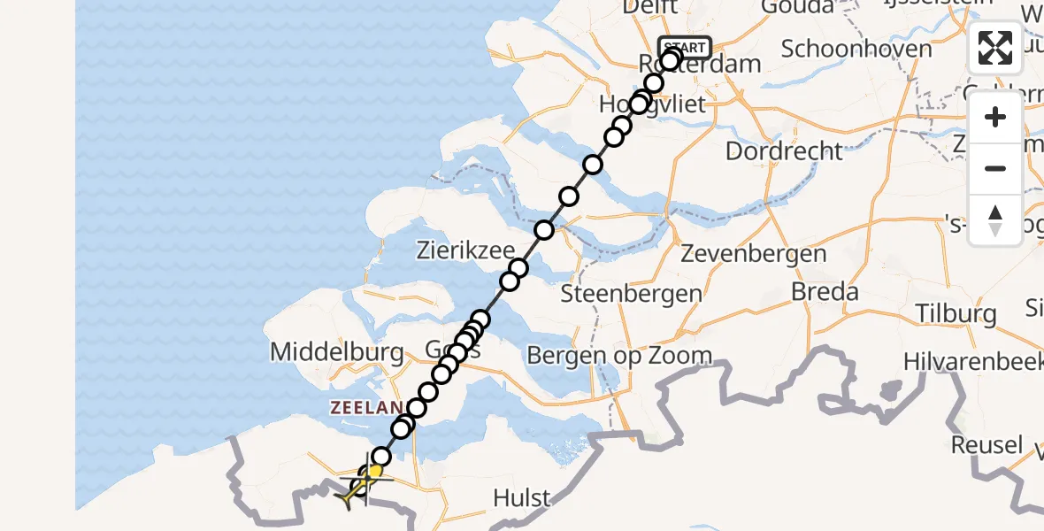 Routekaart van de vlucht: Lifeliner 2 naar IJzendijke