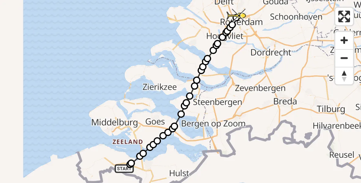 Routekaart van de vlucht: Lifeliner 2 naar Rotterdam The Hague Airport