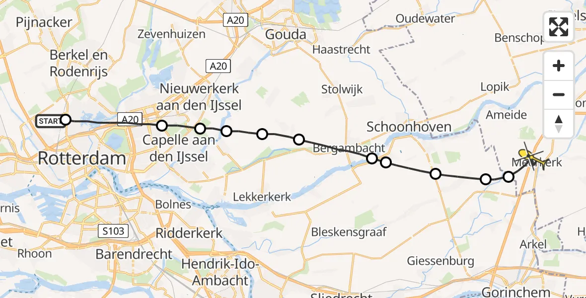 Routekaart van de vlucht: Lifeliner 2 naar Meerkerk