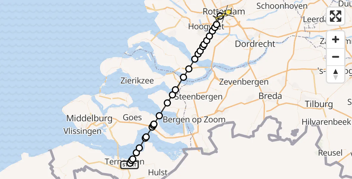 Routekaart van de vlucht: Lifeliner 3 naar Erasmus MC