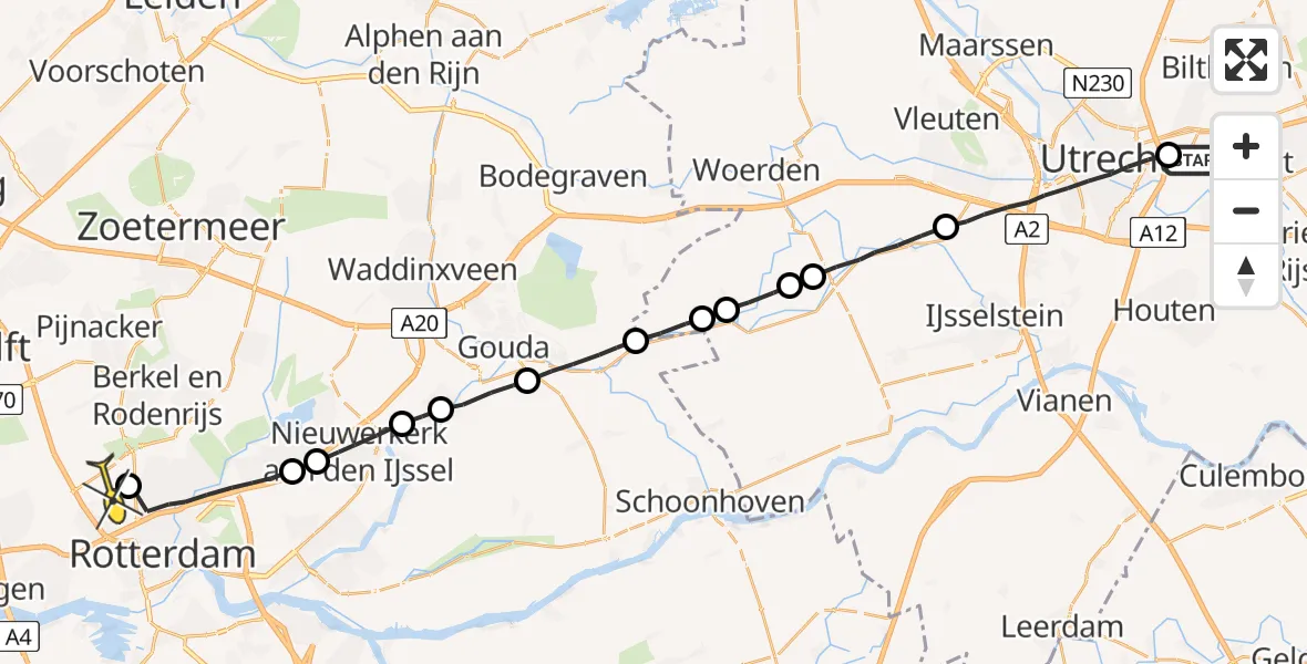 Routekaart van de vlucht: Lifeliner 2 naar Rotterdam The Hague Airport