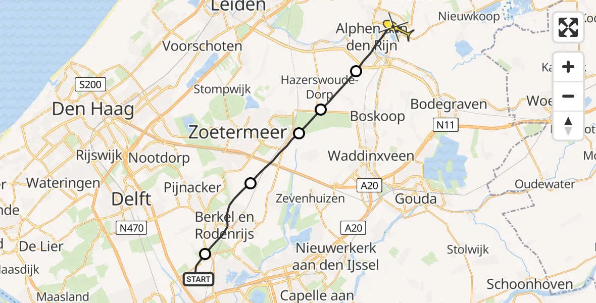 Routekaart van de vlucht: Lifeliner 2 naar Alphen aan den Rijn