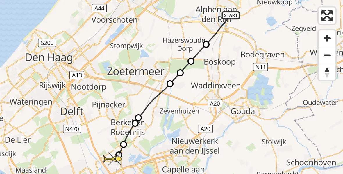 Routekaart van de vlucht: Lifeliner 2 naar Rotterdam The Hague Airport