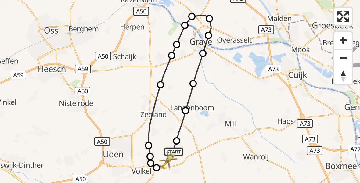 Vluchtroute Traumahelikopter Vliegbasis Volkel - Vliegbasis Volkel, 06 juni 2023, 05:53