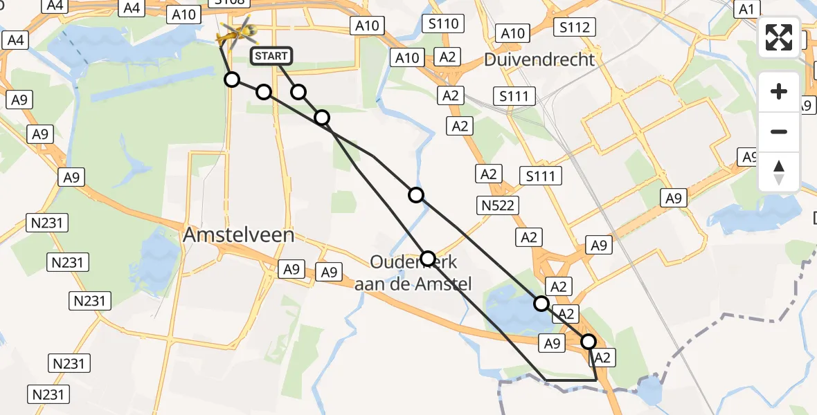 Vluchtroute Traumahelikopter VU Medisch Centrum Amsterdam - VU Medisch Centrum Amsterdam, 06 juni 2023, 05:54