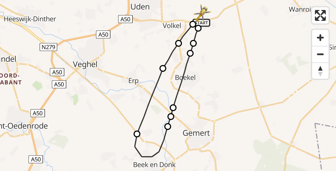 Vluchtroute Traumahelikopter Vliegbasis Volkel - Vliegbasis Volkel, 06 juni 2023, 08:37