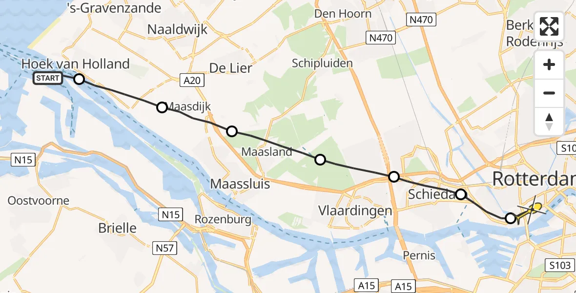 Routekaart van de vlucht: Lifeliner 2 naar Erasmus MC