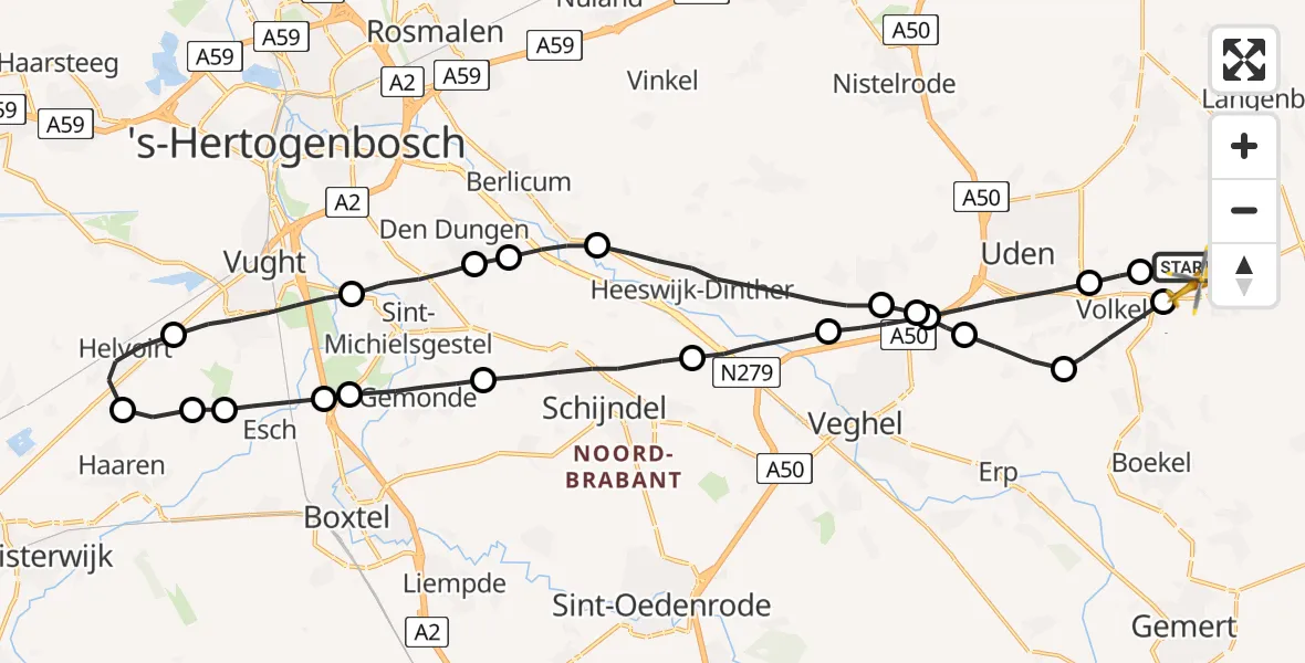 Vluchtroute Traumahelikopter Vliegbasis Volkel - Vliegbasis Volkel, 06 juni 2023, 09:27