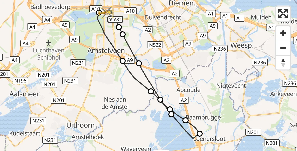Vluchtroute Traumahelikopter VU Medisch Centrum Amsterdam - VU Medisch Centrum Amsterdam, 06 juni 2023, 10:40