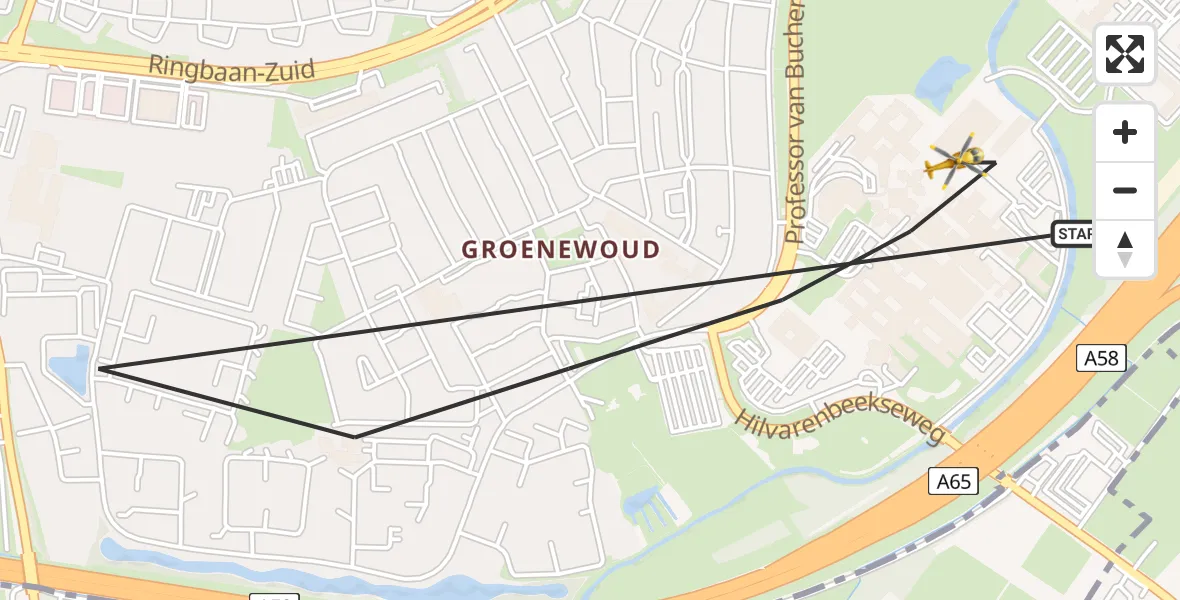 Vluchtroute Traumahelikopter Tilburg - Tilburg, 06 juni 2023, 12:09