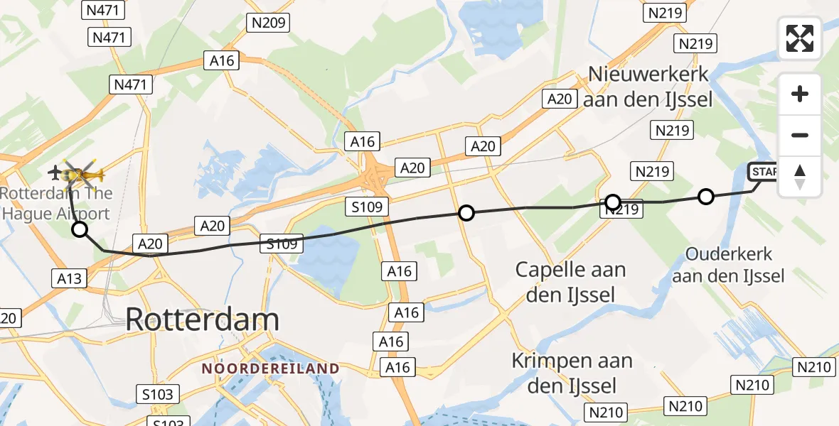 Vluchtroute Traumahelikopter Ouderkerk aan den IJssel - Rotterdam The Hague Airport, 06 juni 2023, 12:19