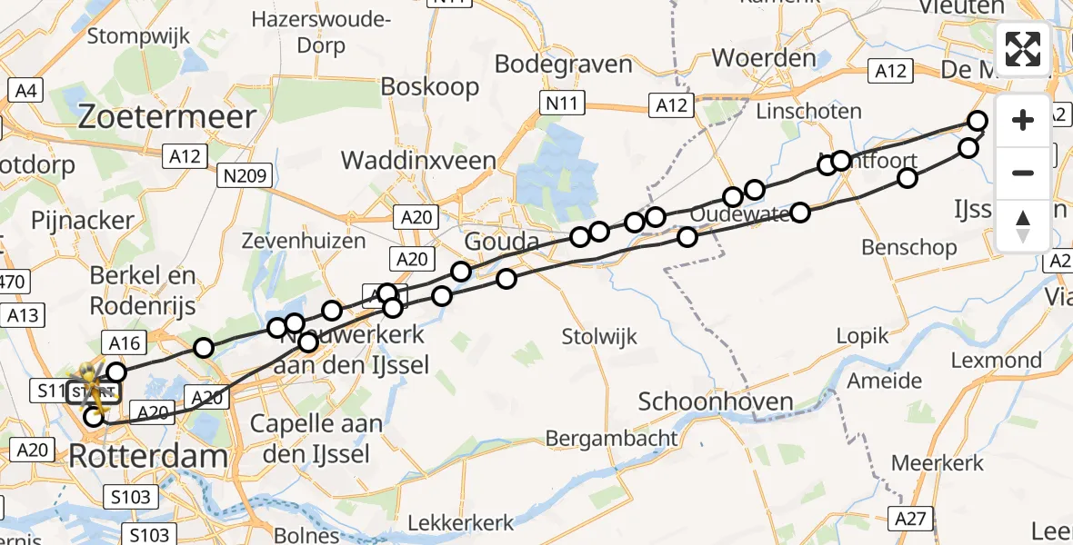 Vluchtroute Traumahelikopter Rotterdam The Hague Airport - Rotterdam The Hague Airport, 06 juni 2023, 12:41