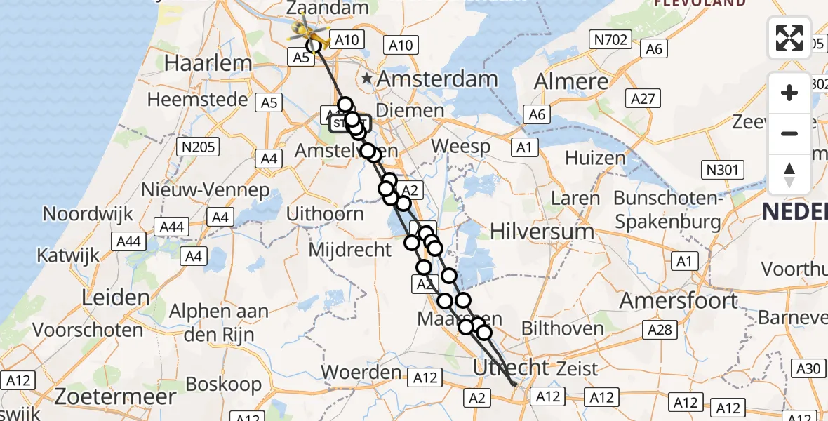 Vluchtroute Traumahelikopter VU Medisch Centrum Amsterdam - Amsterdam Heliport, 06 juni 2023, 12:50