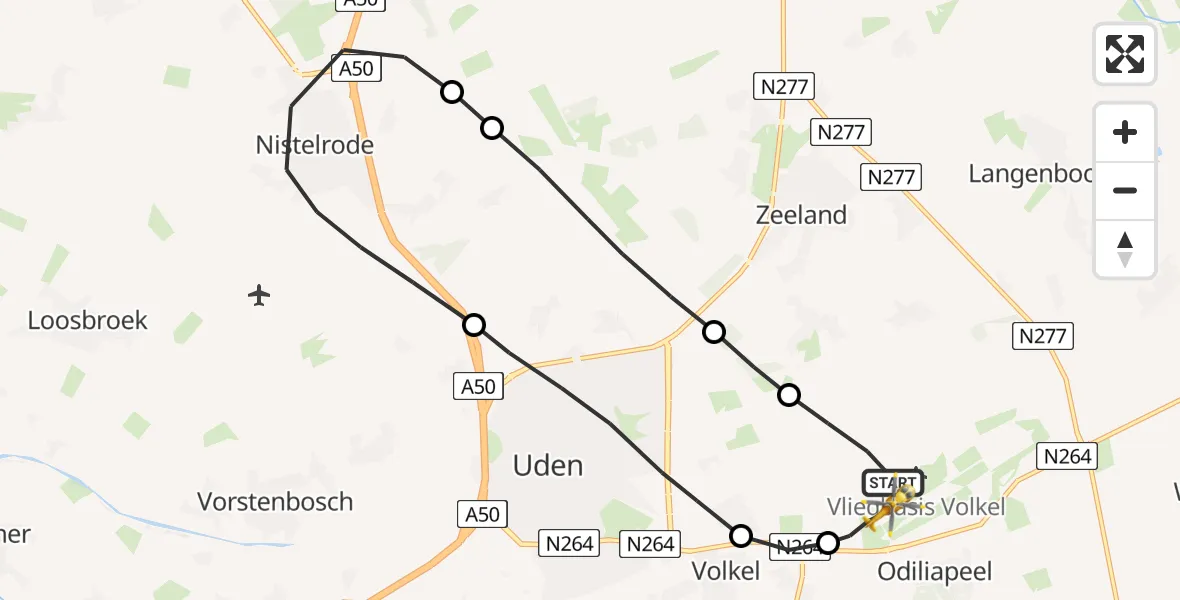 Vluchtroute Traumahelikopter Vliegbasis Volkel - Vliegbasis Volkel, 06 juni 2023, 13:14