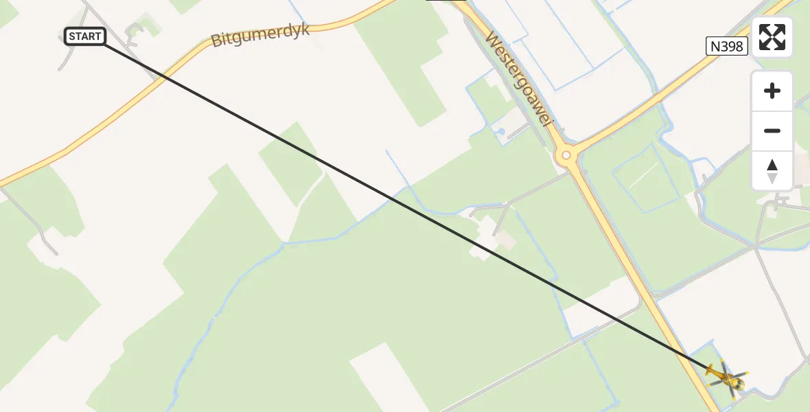 Vluchtroute Ambulancehelikopter Menaam - Ingelum, 06 juni 2023, 13:21