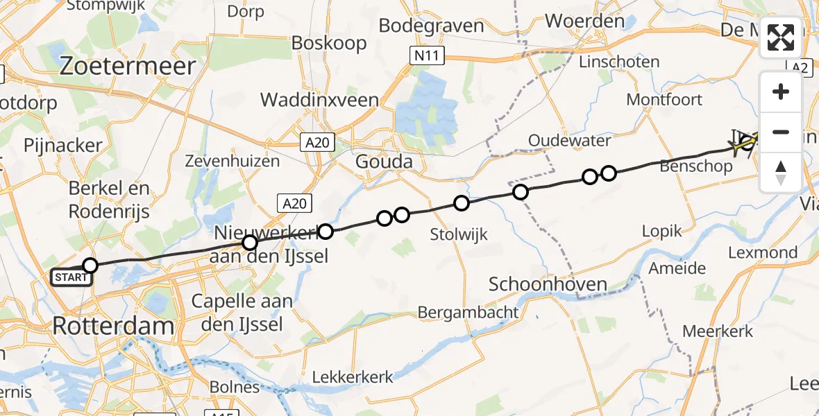 Routekaart van de vlucht: Lifeliner 2 naar IJsselstein