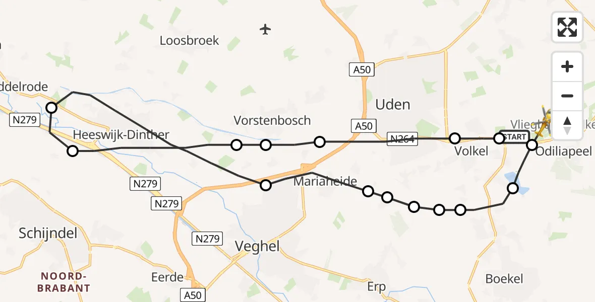 Vluchtroute Traumahelikopter Vliegbasis Volkel - Vliegbasis Volkel, 06 juni 2023, 15:44