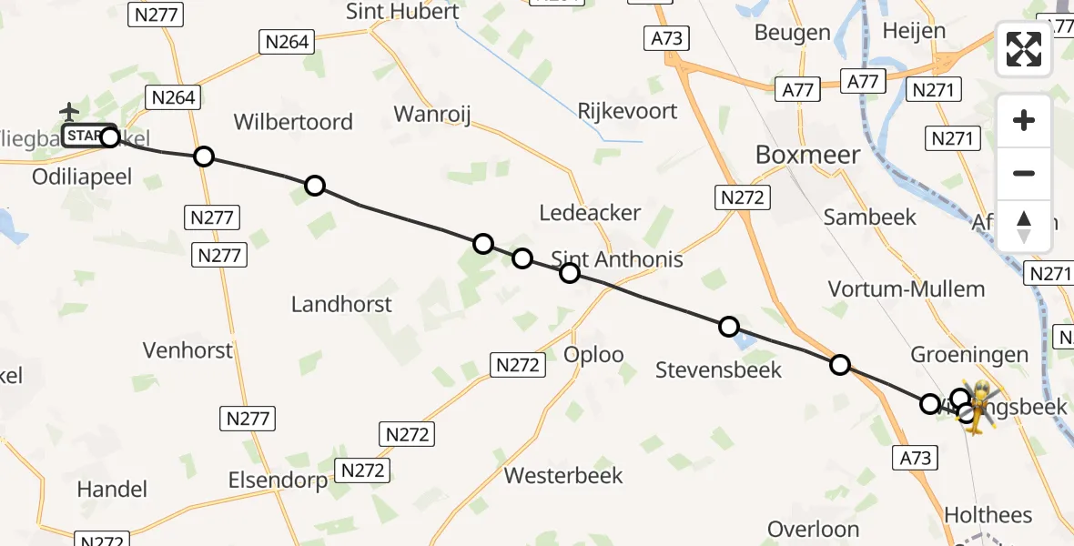 Vluchtroute Traumahelikopter Vliegbasis Volkel - Vierlingsbeek, 06 juni 2023, 17:22