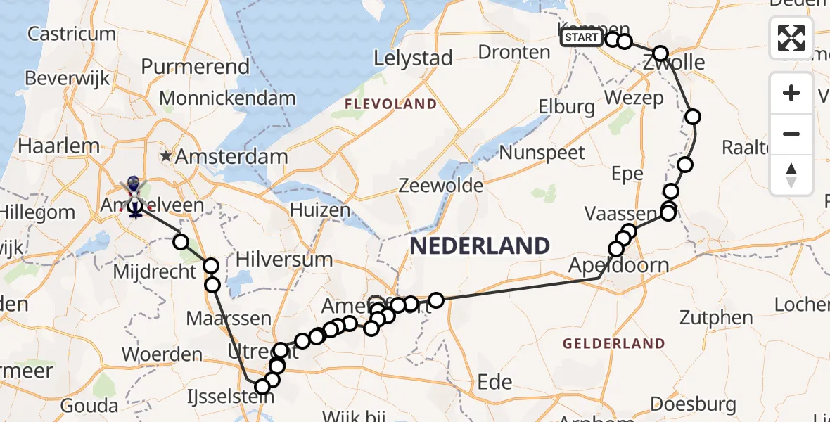 Vluchtroute Politiehelikopter Kampen - Amstelveen, 06 juni 2023, 18:33