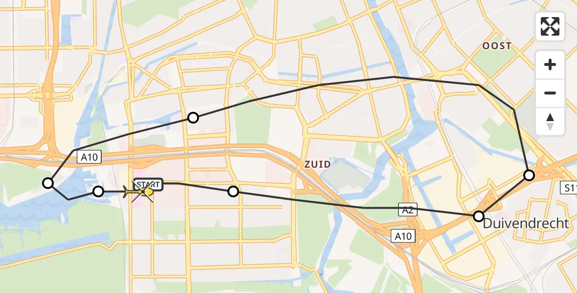 Routekaart van de vlucht: Lifeliner 1 naar VU Medisch Centrum Amsterdam