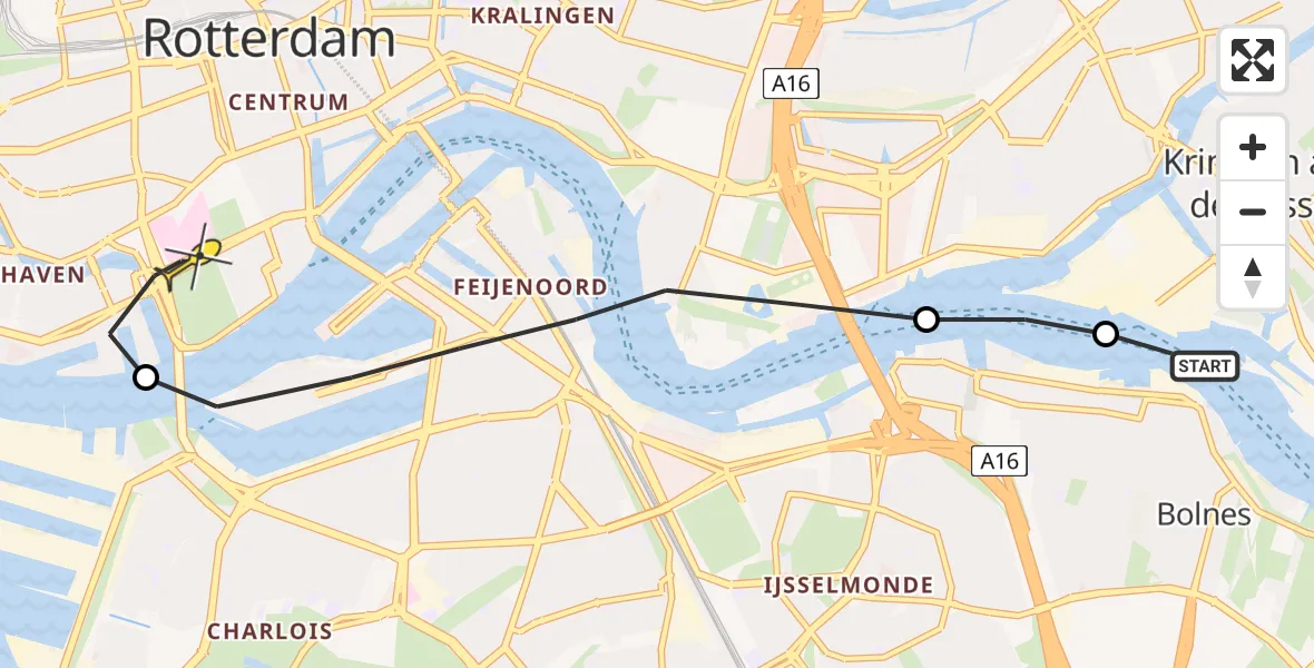 Routekaart van de vlucht: Lifeliner 2 naar Erasmus MC