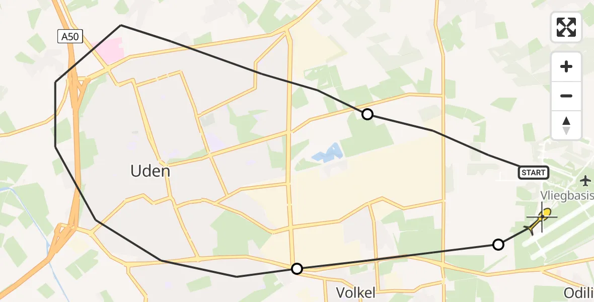 Routekaart van de vlucht: Lifeliner 3 naar Vliegbasis Volkel