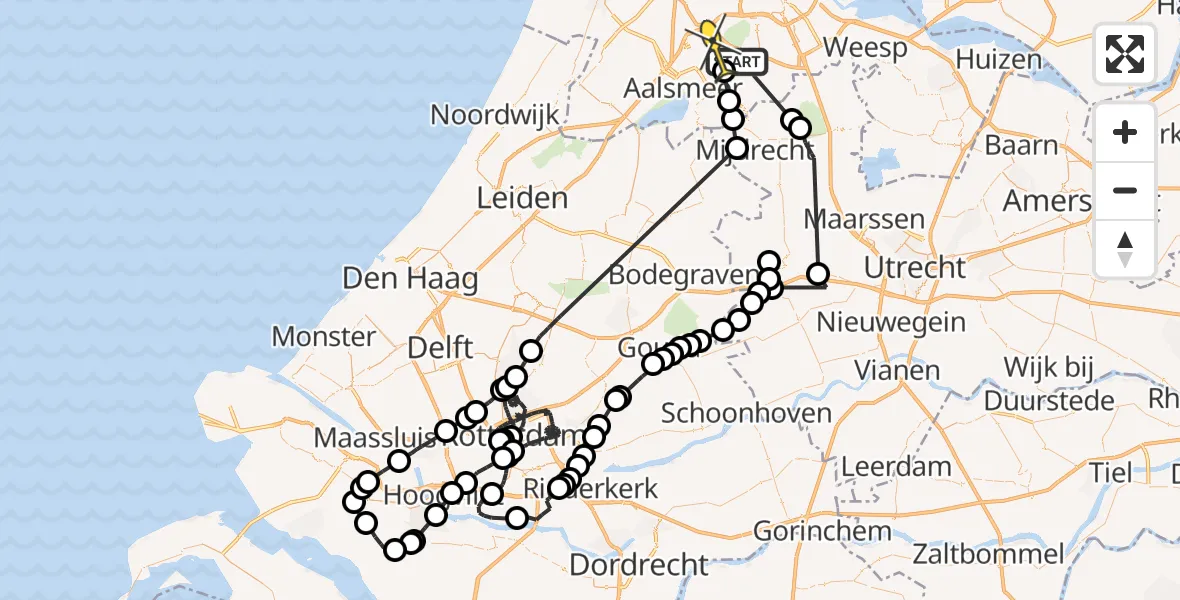 Routekaart van de vlucht: Politieheli naar Schiphol