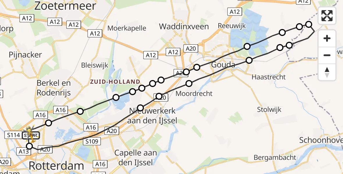 Vluchtroute Traumahelikopter Rotterdam The Hague Airport - Rotterdam The Hague Airport, 07 juni 2023, 08:24