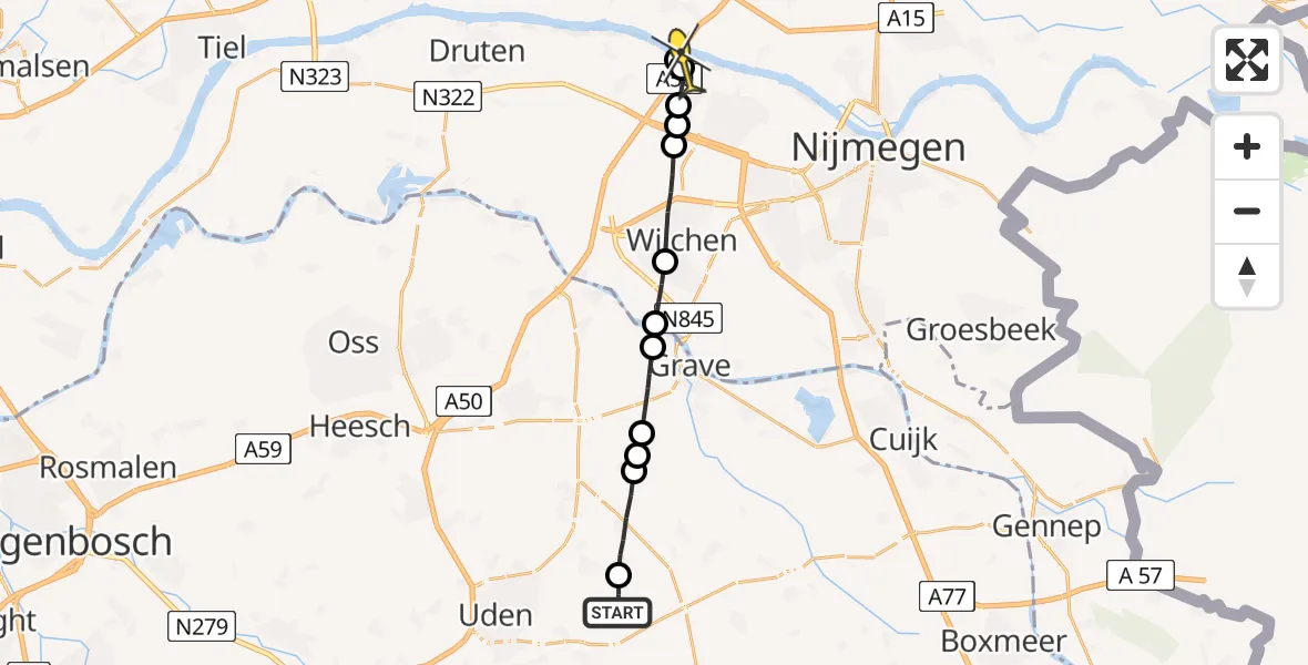 Routekaart van de vlucht: Lifeliner 3 naar Ewijk