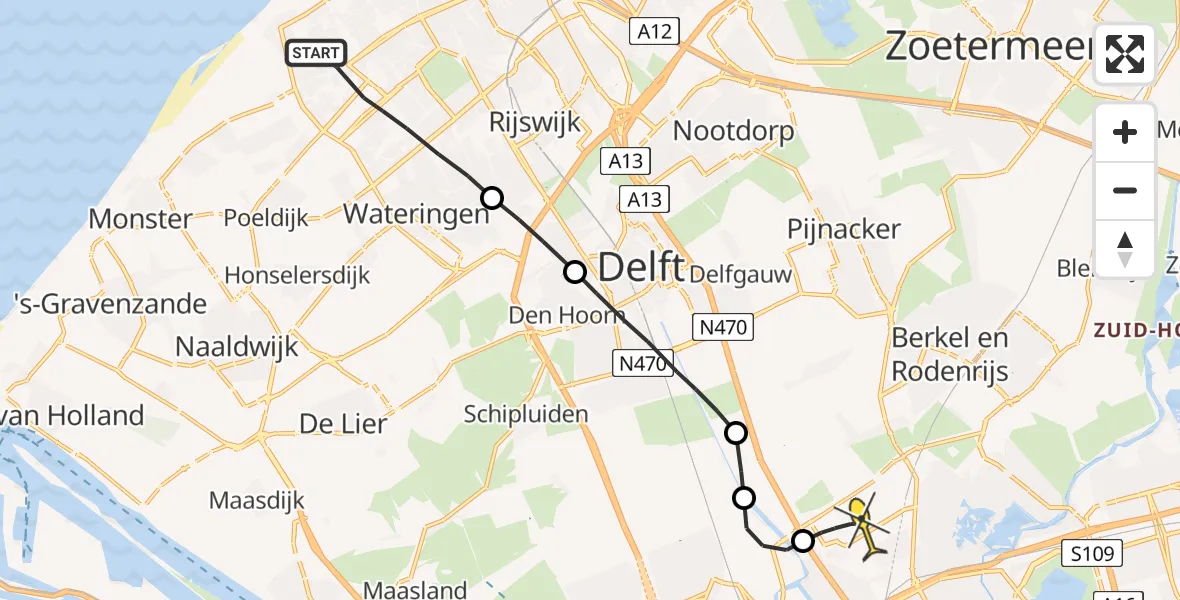 Routekaart van de vlucht: Lifeliner 2 naar Rotterdam The Hague Airport