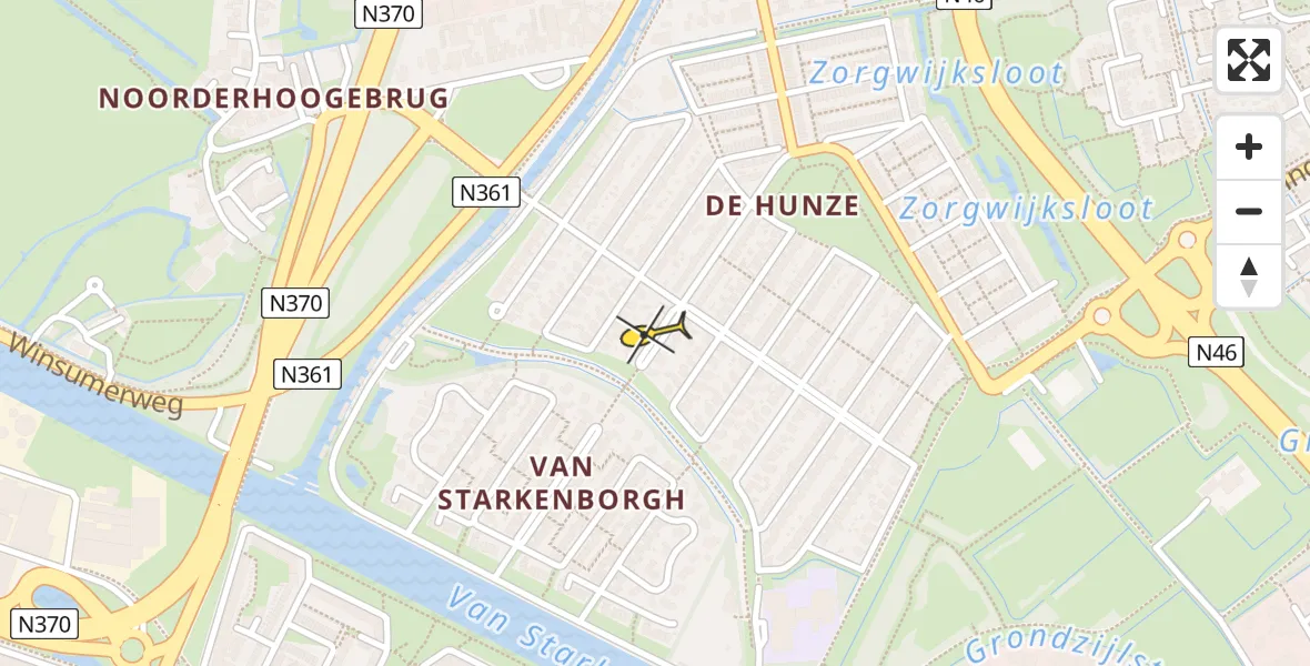 Routekaart van de vlucht: Lifeliner 4 naar Groningen