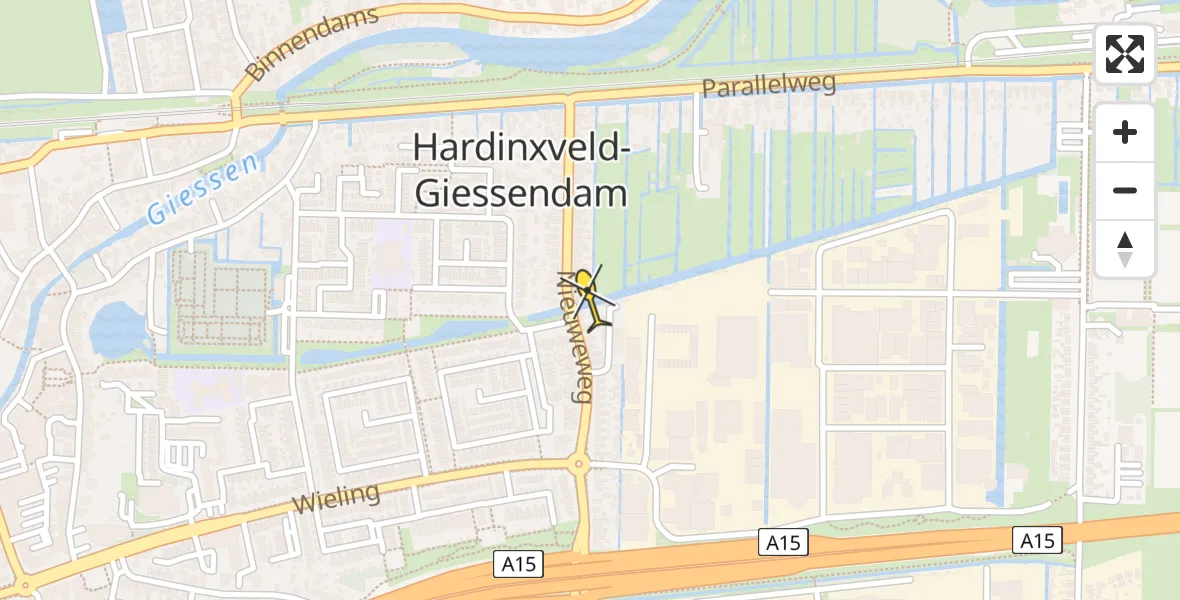 Routekaart van de vlucht: Lifeliner 2 naar Hardinxveld-Giessendam