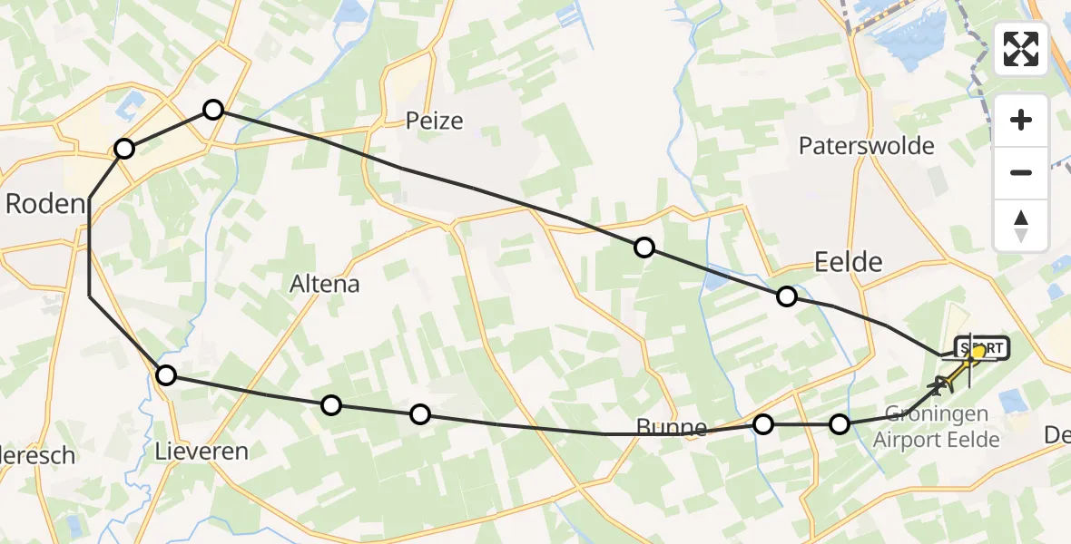 Routekaart van de vlucht: Lifeliner 4 naar Groningen Airport Eelde
