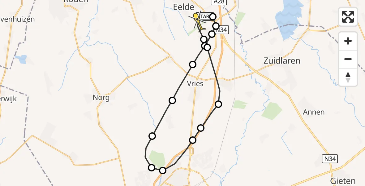 Routekaart van de vlucht: Lifeliner 4 naar Groningen Airport Eelde