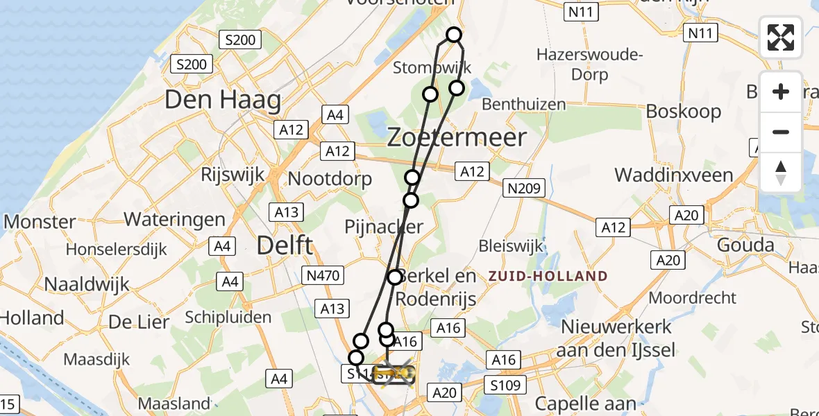 Vluchtroute Traumahelikopter Rotterdam The Hague Airport - Rotterdam The Hague Airport, 07 juni 2023, 17:59